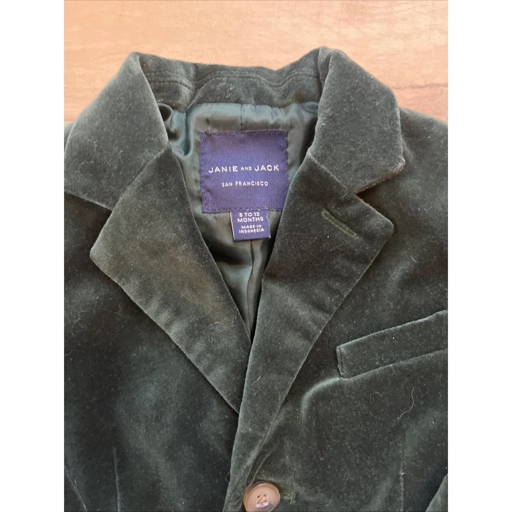 Janie and Jack Boys Green Velvet Jacket‎ 6-12 Months, Spring, Christmas, Holiday